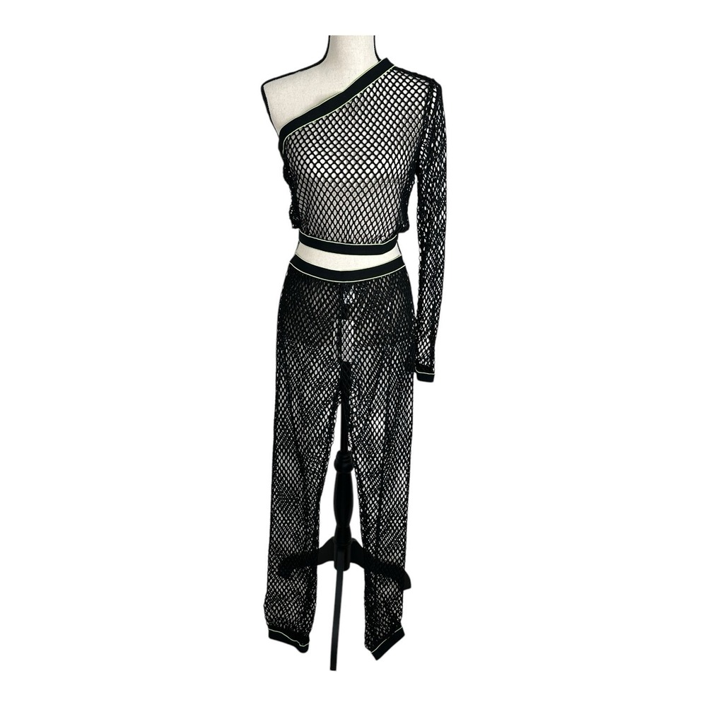 Hot & Delicious Women's Cover Up‎ Set Black Pants And One shoulder Top Size L